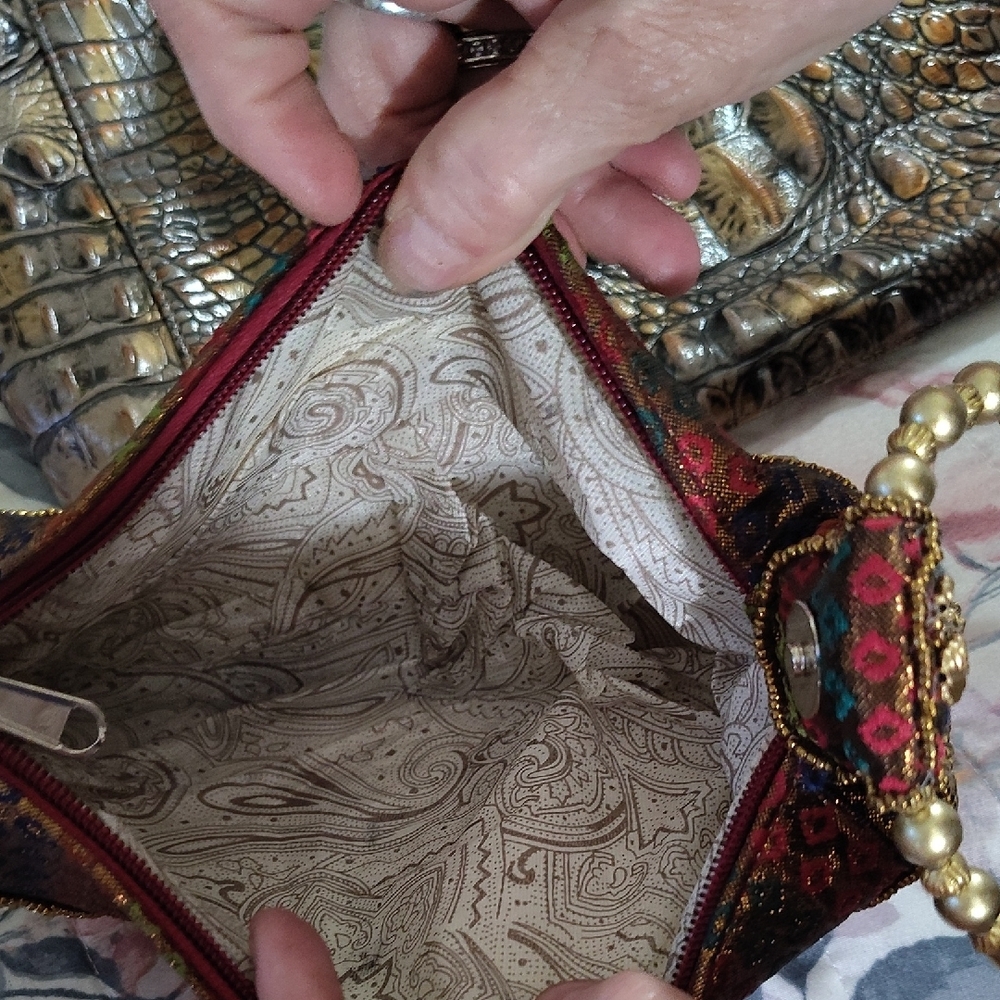 Red and Gold Paisley Clutch with Elegant Design